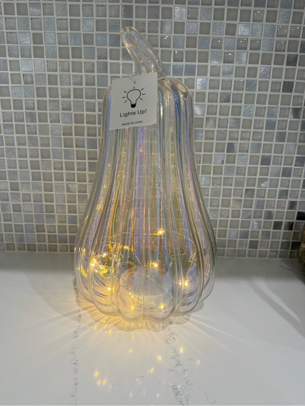 NWT 12” Glass Pumpkin shape Accent